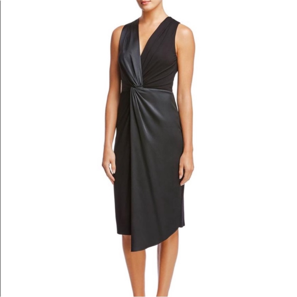 Bailey/44 Black Venus Twist-Front Sleeveless Sheath Dress Size M